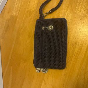 EUC The Sak crochet clutch wristlet in navy